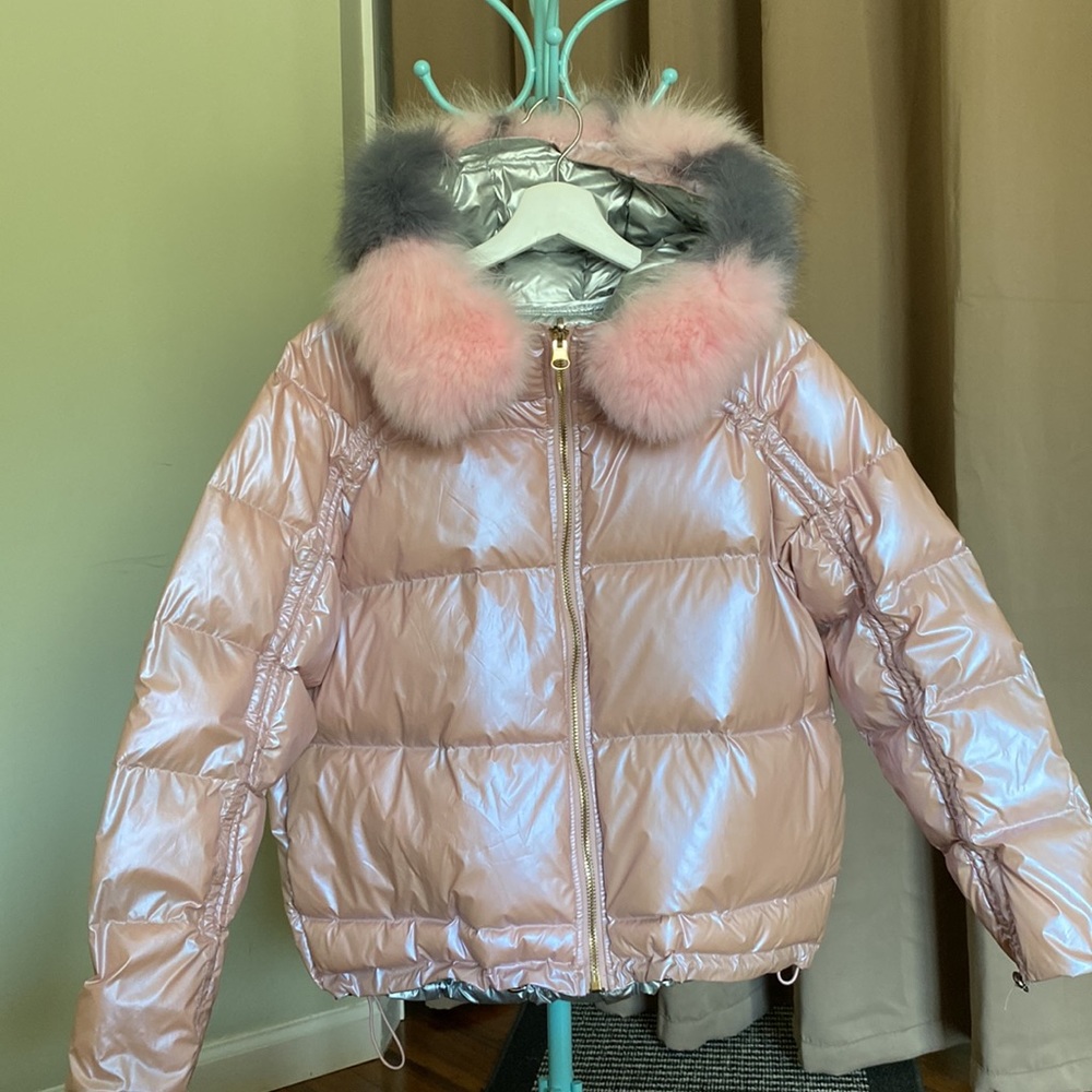 Reversible Down Jacket With Detachable Two Colore… - image 7